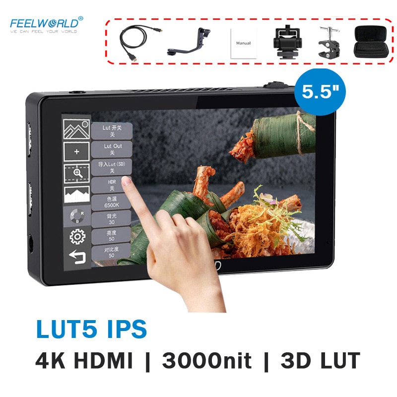 Feelworld LUT5 5.5 ġ 3000nit ī޶  4K HDMI ȣȯ IPS г 3D LUT ġ ũ DSLR ʵ 